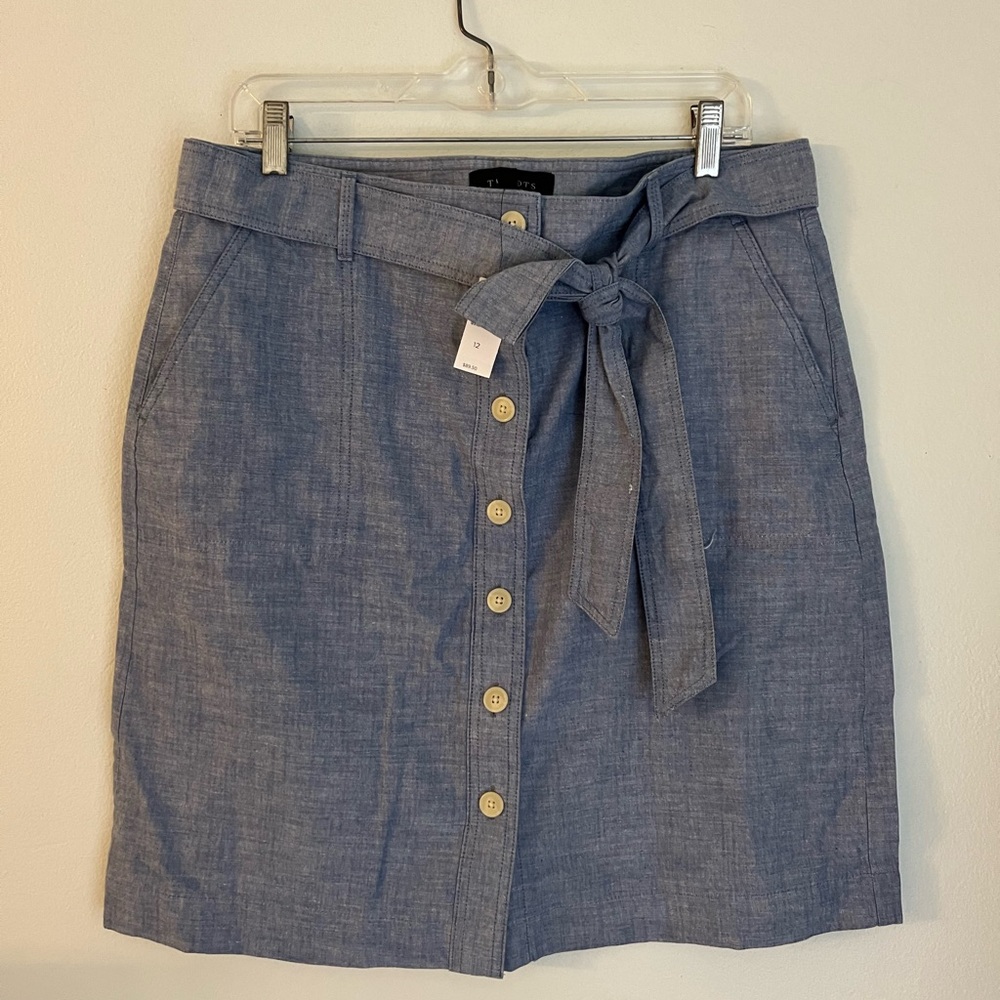 Talbots Blue Knee-Length Tie Front Skirt